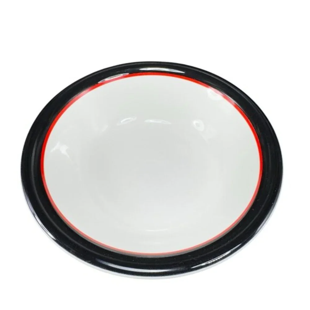 Ranmaru Tuxedo Japan Ceramic Stoneware Black Red White Deep Dish Bowl Set4 Bowls
